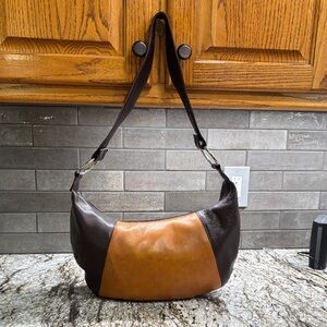 Two-Tone Leather Shoulder Bag